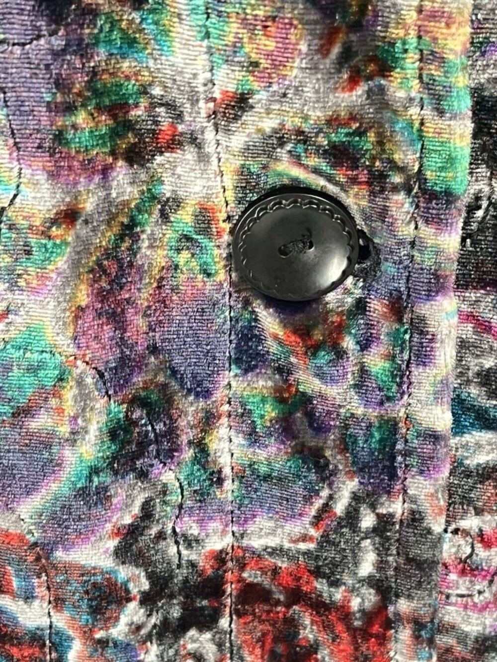 Chicos Silk Blend Velvet Floral Jacket M Boho Artsy Whimsigoth Dark Romantic - Picture 5 of 6